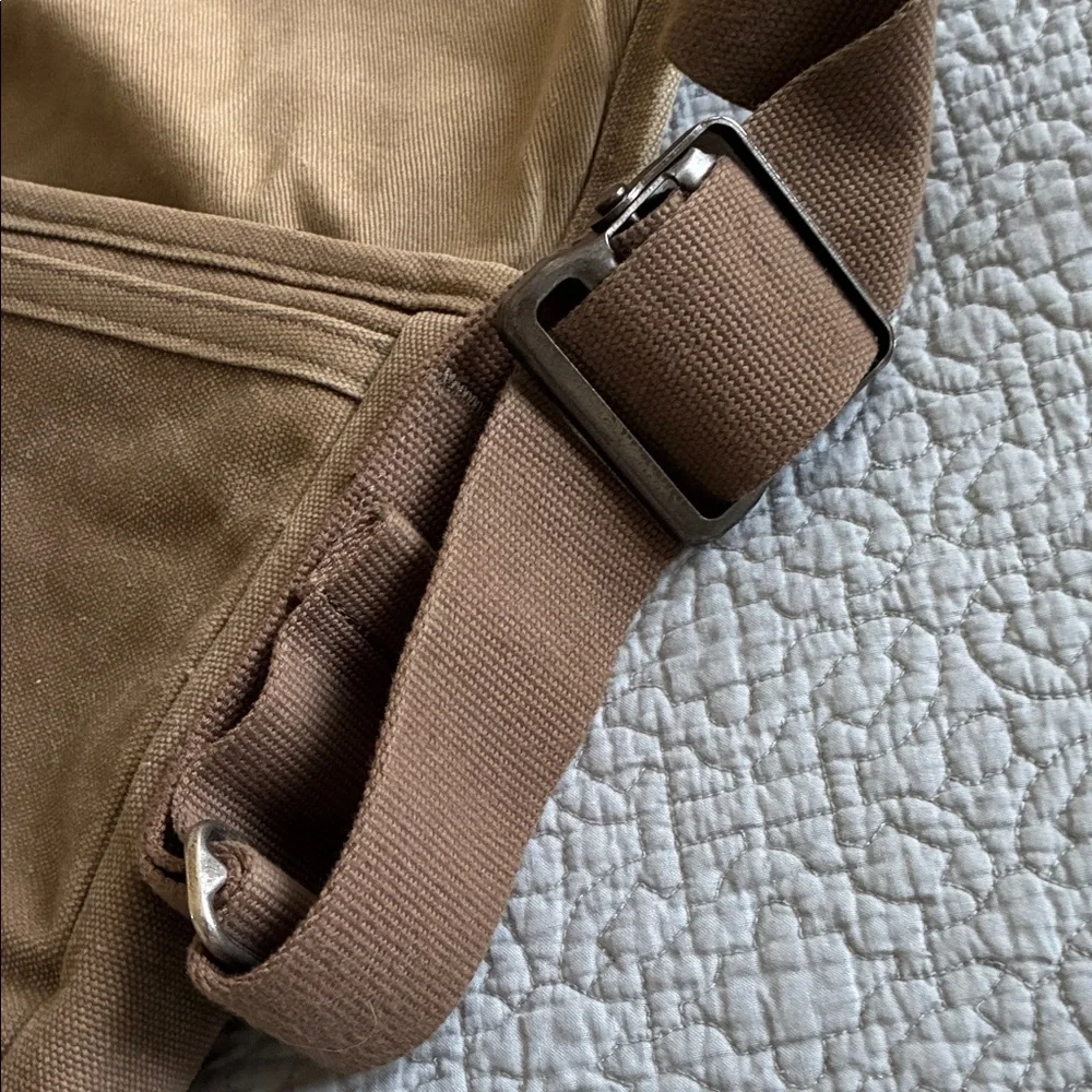 Timbuk2 Tan Canvas Single Speed Messenger Crossbody Bag Leather Trim Y2K Vintage